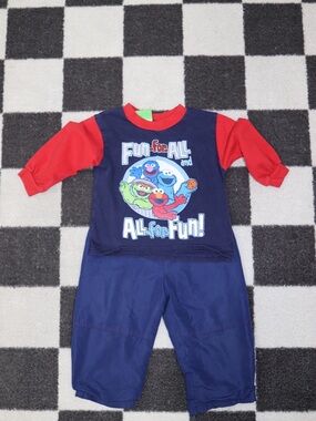 Sesame Street Navy Top with Red Trim featuring Grover